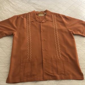 Cubavera Polo Shirt Short Sleeve Mens XL Orange  Polyester